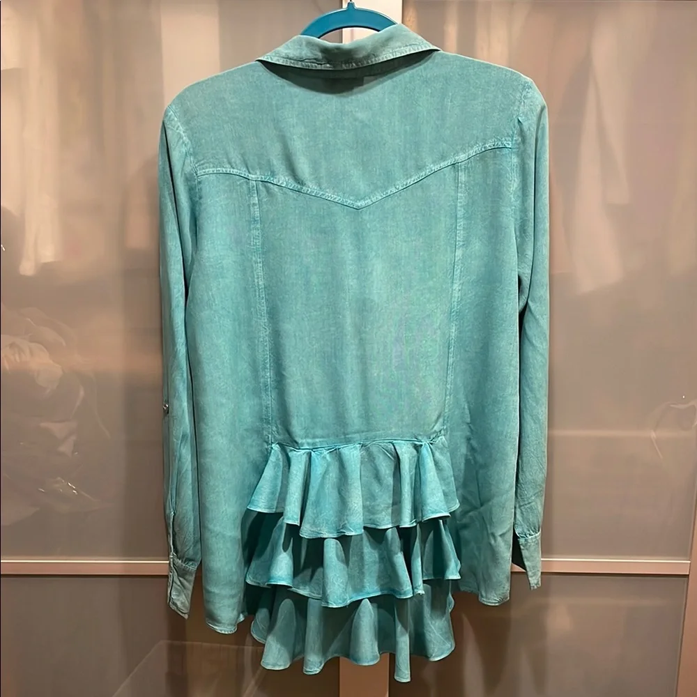Turquoise Button-Up Shirt - Picture 4 of 4